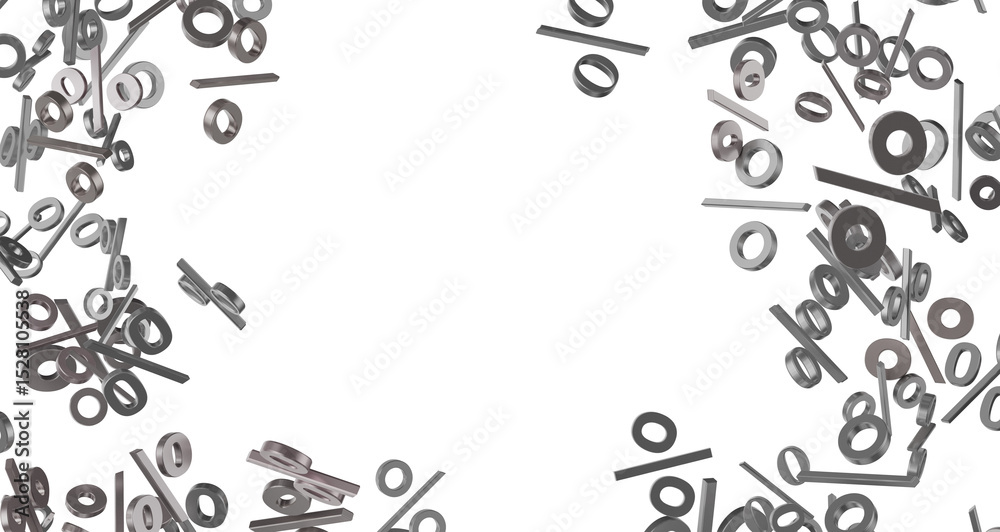 Poster Sales icons floating in the air 3D rendering transparent PNG