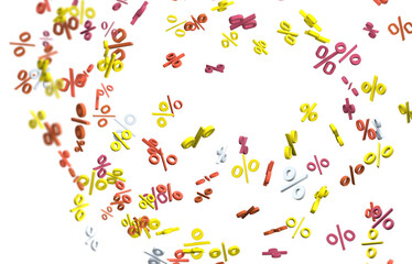 3d Sales icons floating in the air 3D rendering