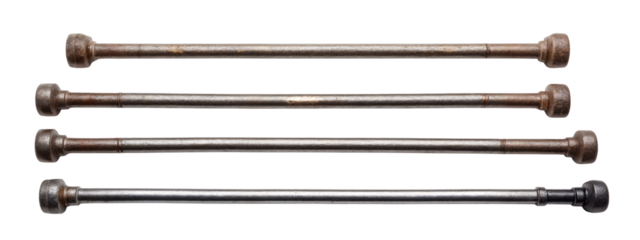 A set of four old metal rods