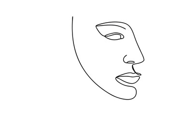Elegant line drawing of a woman's profile minimalist art