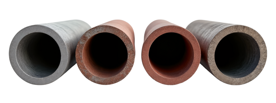 A close up of three different types of pipes.