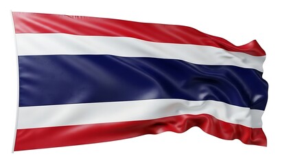 Naklejka premium The waving flag of Thailand, showcasing its red, white, and blue stripes.