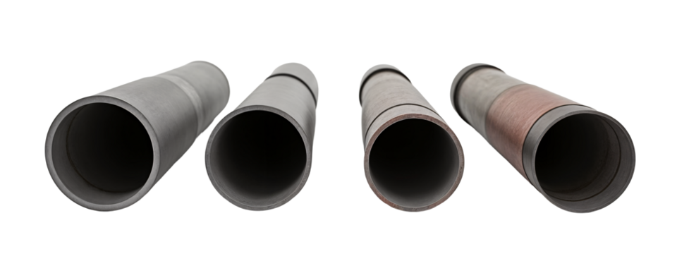 A set of three black and brown pipes