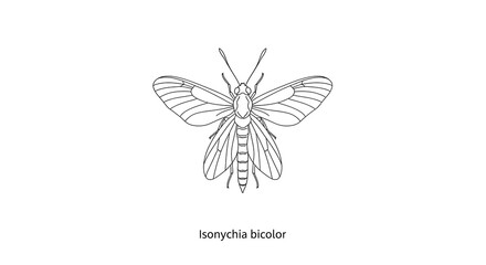 Detailed Line Drawing of the Isonychia Bicolor Insect