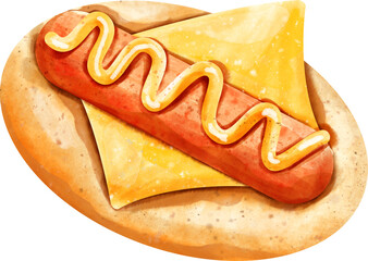 watercolor hotdog