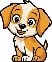 Cute playful funny cartoon dog cub illustration perfect for kids' products. Cute cartoon style dog cub vector art illustration design template isolated on a white background.