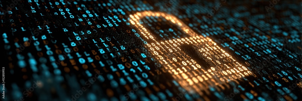 Aufkleber Data Padlock Illustrated With Ones and Zeroes on a Tablet Interface Representing Digital Security and Encryption Concepts