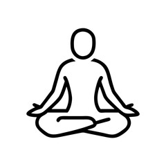 Simple line drawing of person meditating in a seated position  