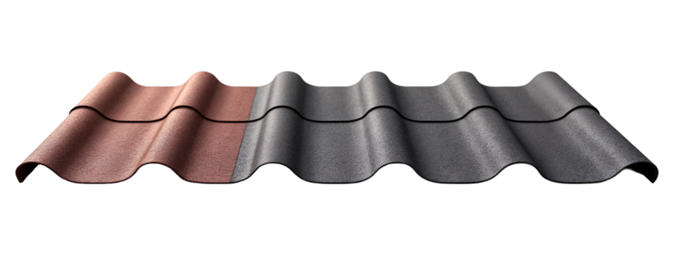 A close up of a metal roof with