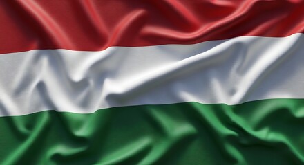 Obraz premium Close-up view of the Hungarian flag, with flowing, textured fabric.