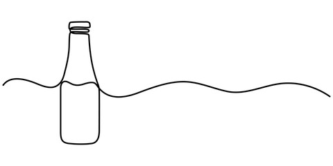 Tomato ketchup bottle vector one line continuous drawing illustration. Hand drawn linear silhouette icon. Minimal design, print, banner, brochure, menu, logo. Fast food, snack, meal.                  