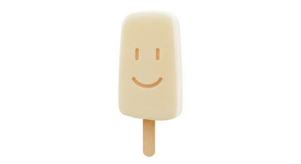 Isolated White Ice Cream Bar with Smiling Face