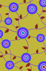 African Wax Print fabric, Ethnic handmade textile for your design, Afro Ethnic flowers and tribal motifs geometric elements. Vector texture, Africa ornament pattern Ankara fashion style