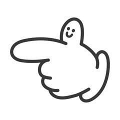 笑顔で指し示す手のアイコン