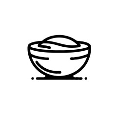 Line drawing of a bowl filled with food  