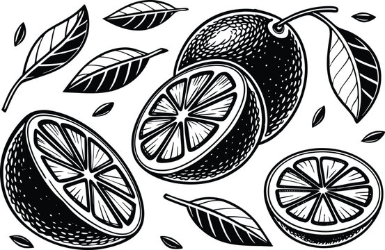 Stylish abstract monochrome lamon silhouette design