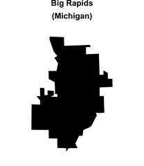 Fototapeta premium Big Rapids (Michigan) blank outline map