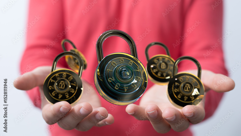 Aufkleber Safeguarding your information with strong passwords and encryption. Data security and privacy.