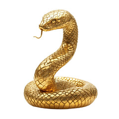 Fototapeta premium Golden snake sculpture coiled elegantly with intricate detailing in a well-lit studio setting