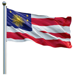 Fototapeta premium Malaysian flag waving proudly in the wind against a clear blue sky during daylight hours