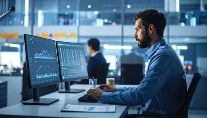 Analyst working on data charts.