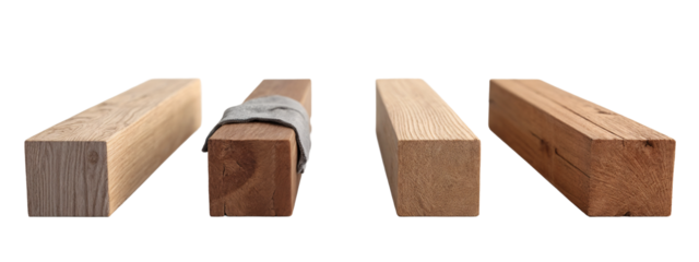 A close up of three pieces of wood