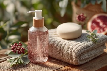 Organic Skincare Product in Aesthetic Composition with Natural Elements and Textures