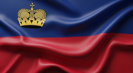 The Flag Liechtenstein Waving With