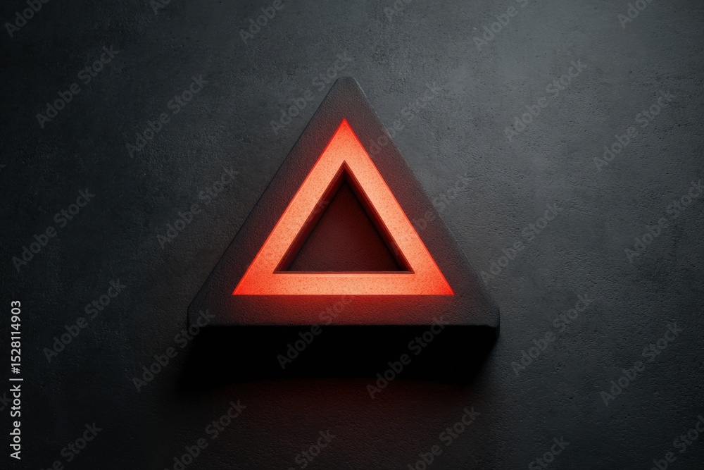 Aufkleber Flashing Warning Triangle Signals Alert on Dark Matte Device Surface With Faded Top Layout