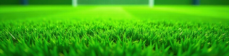 Fototapeta premium Intense green artificial grass; sharp, white field markings , recreation, athletic