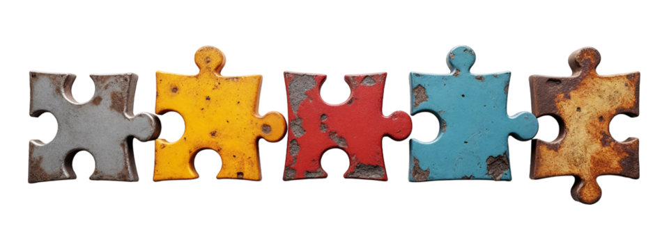 A group of four pieces of a jigsaw puzzle.