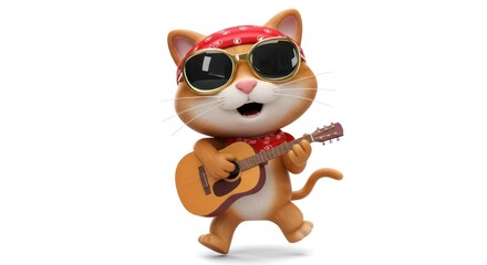 Naklejka premium Cool Cat Musician