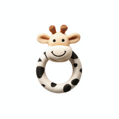 Adorable Giraffe Baby Rattle Toy on Bright Cyan Transparent background