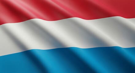 Naklejka premium Close-up view of the Luxembourg flag waving, showing red, white, and blue stripes.