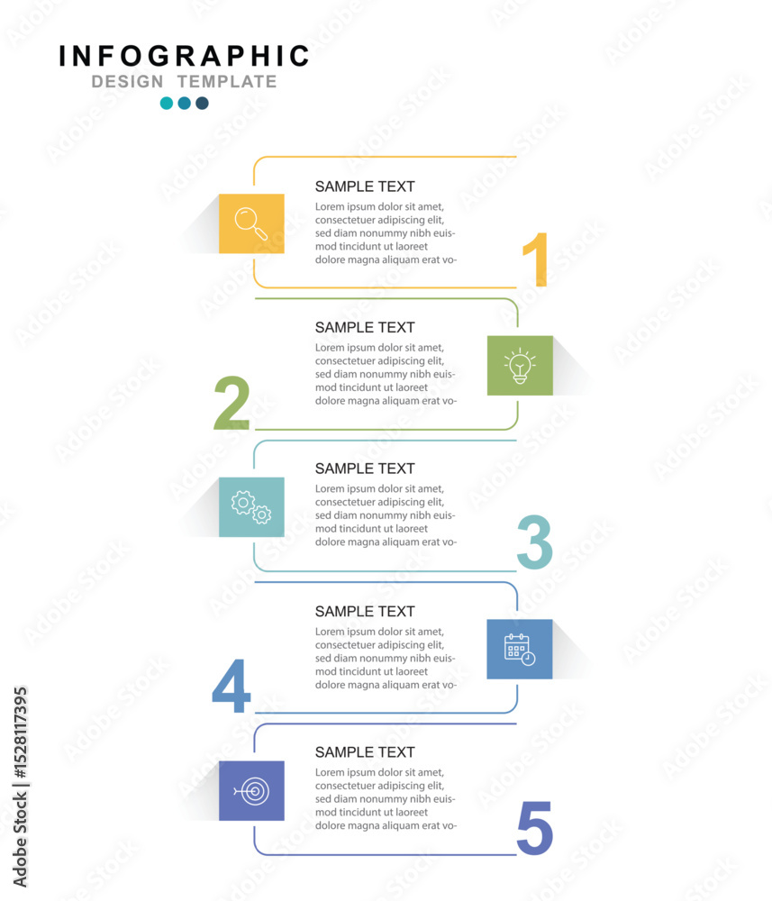 Poster infographic 5 options design elements for your business data. vector illustration.