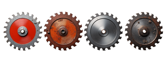 A set of four circular saw blades