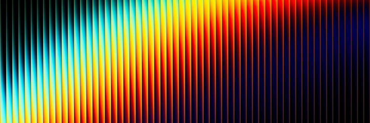 Abstract ribbed fractal texture with glass effect and bright smooth fluted vertical lines of rainbow gradient. Bold and dynamic design blending bright colors and geometry for modern visual art project