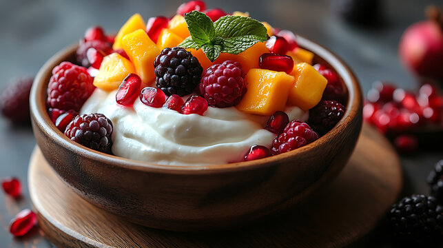 Delicious Yogurt Parfait with Fresh Berries and Mango