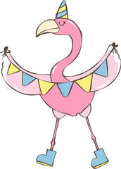 Happy birthday animal cute Flamingo Illustration