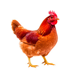 Fototapeta premium Vibrant and Colorful Brown Hen Standing Proudly in Captivating Farmyard Setting