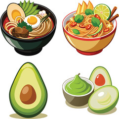 Set of cartoon fast food colorful isolated on a white background
