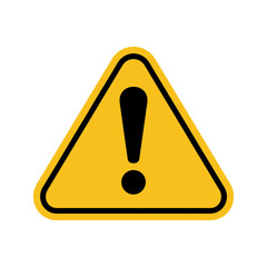 Simple Yellow Warning Triangle Sign Exclamation Mark Icon - Vector Illustration