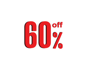 Sale Discount Label. Ethnic Shape Sale Promotion Stamp. Price Flat 60% Off Tag. Red and White Sale Label.