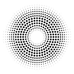 Abstract Black and White Circular Halftone Pattern Vector Illustration