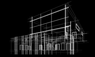 House building sketch architectural 3d rendering