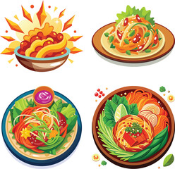 Set of cartoon fast food colorful isolated on a white background
