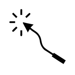 Abstract black cursor icon with dynamic energy lines