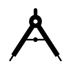 Simple black compass icon for geometry design and drawing