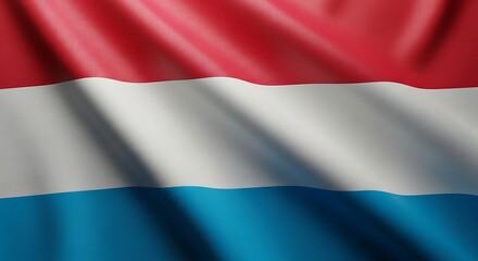Naklejka premium A close-up view of the Luxembourg flag billowing in the wind, showing the colors and texture.
