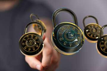 Secure your data with strong passwords and encryption.  Cybersecurity and digital safety.